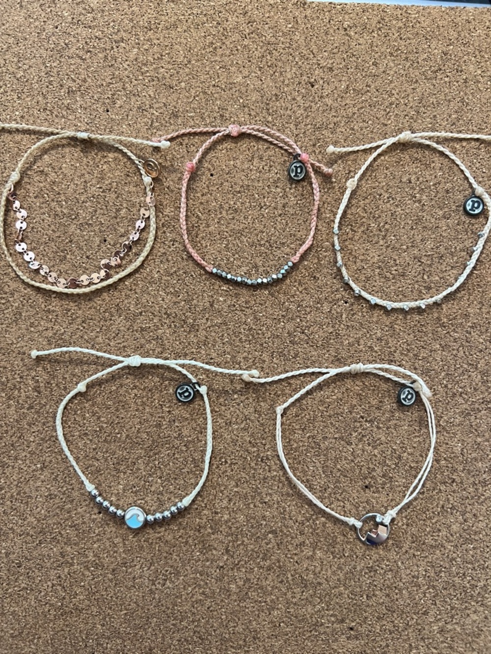 Lot of 5 Pura Vida Braided Charm Bracelets Mountain Wave Neutral Colors